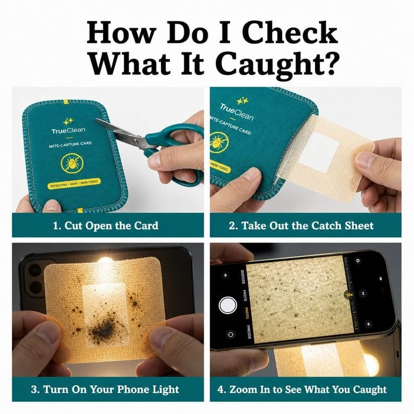 Holding a CaptureCard up to a phone light to see the catch