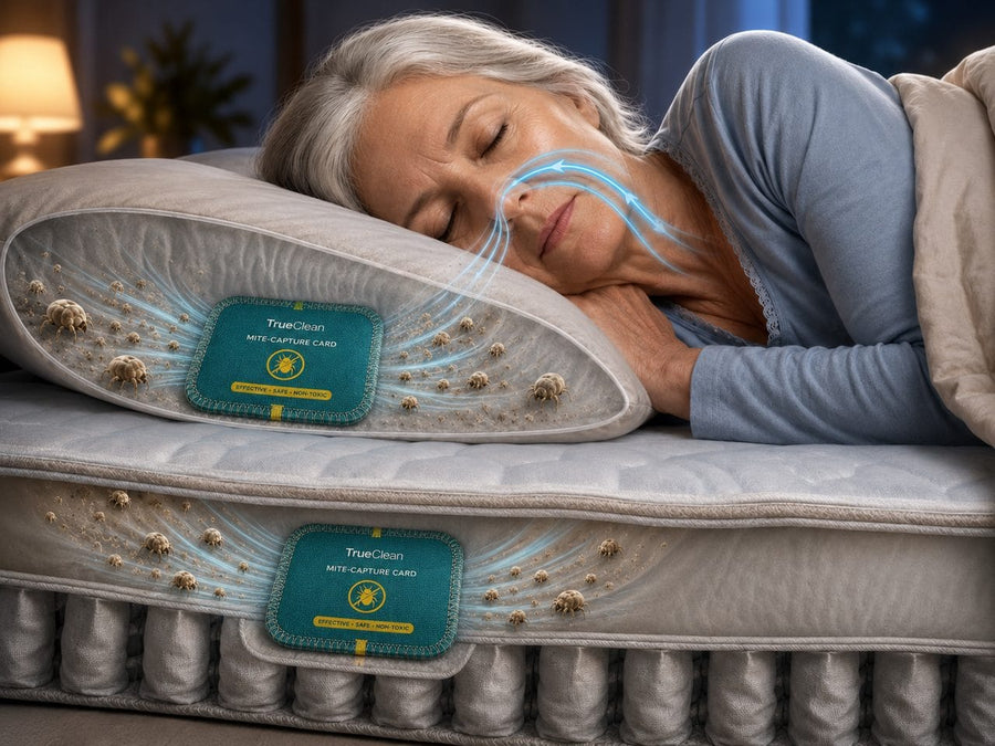CaptureCards placed in the bed source zone while clean air moves around a sleeping person