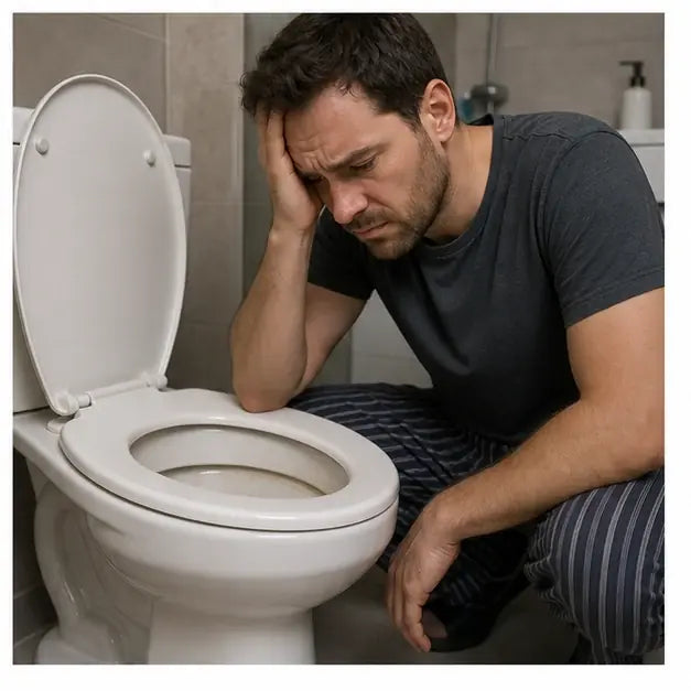 thumbnail — frustrated person staring at a bowl that already has a ring forming, days after cleaning.