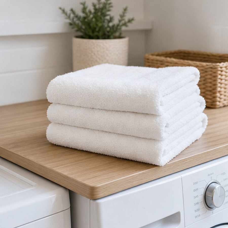 Serviettes fraîches à côté d'un lave-linge