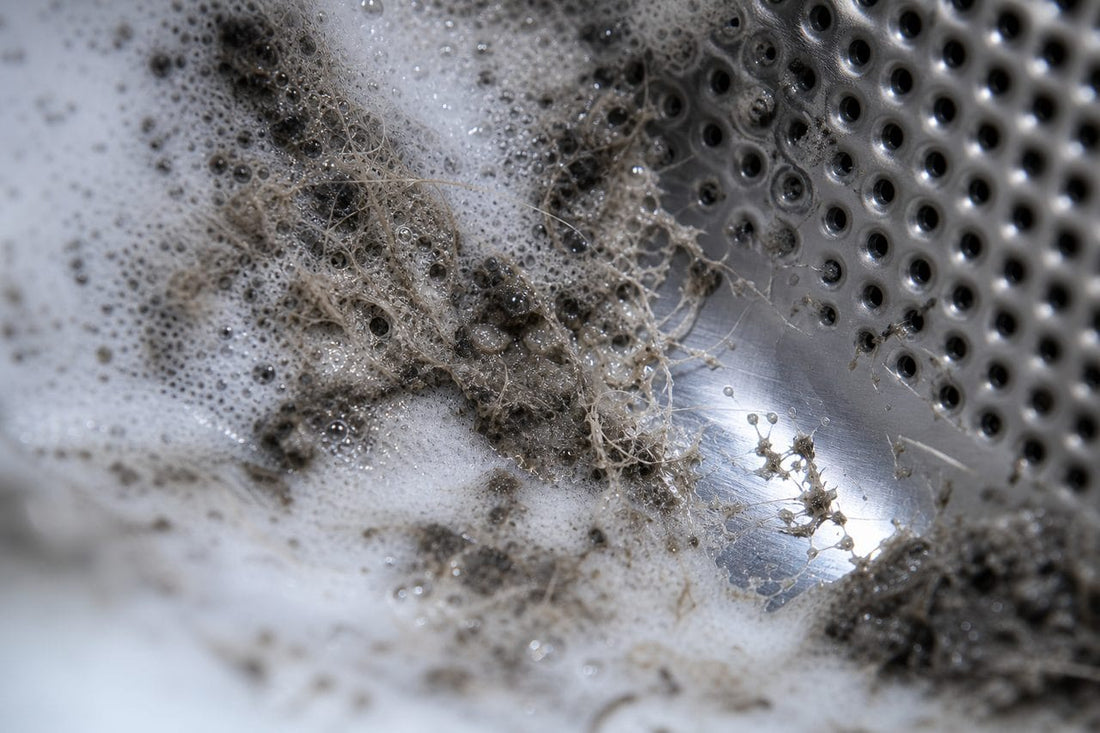 Une mousse enzymatique digère poils, boue et biofilm sur le tambour du lave-linge