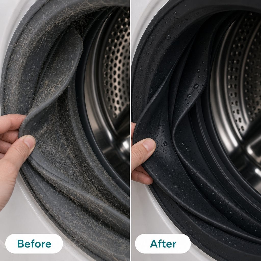 Gasket before and after treatment