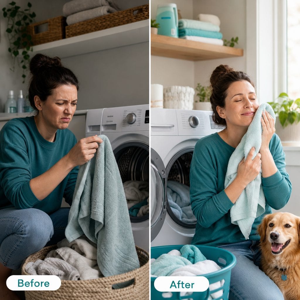 Laundry odor before and after